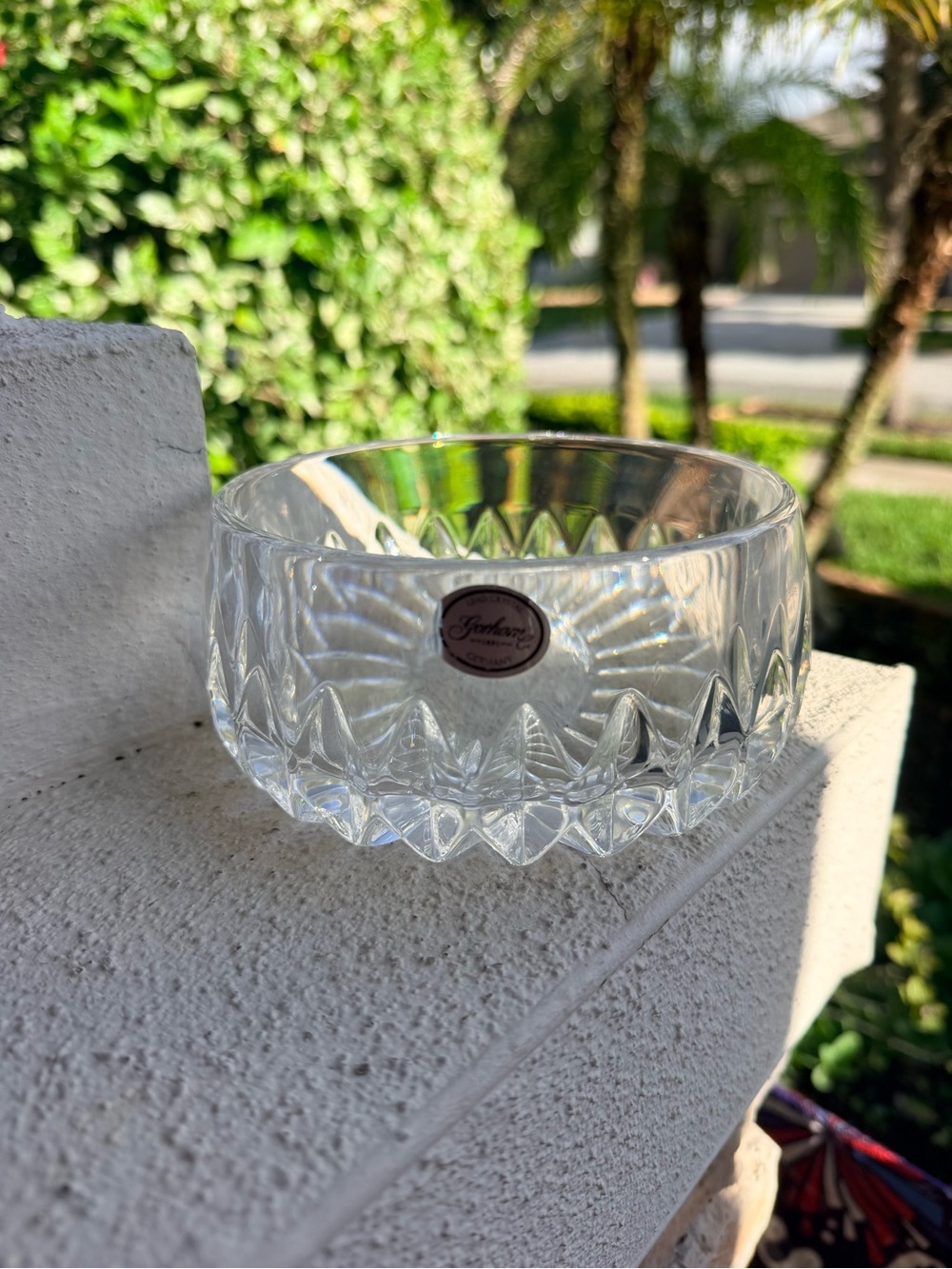Gorham Lead Crystal Bowl Germany Vintage Clear Cut Glass Original Label